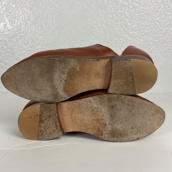 Nisolo Leather D’Orsay Flats Women’s 8.5 • Cognac Brown Minimalist Slip-On Shoes - Picture 7 of 10